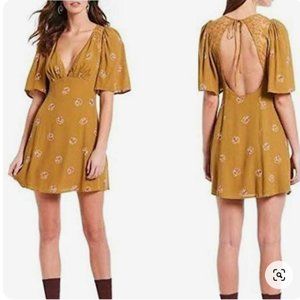 Free People Mustard Floral Mini Dress